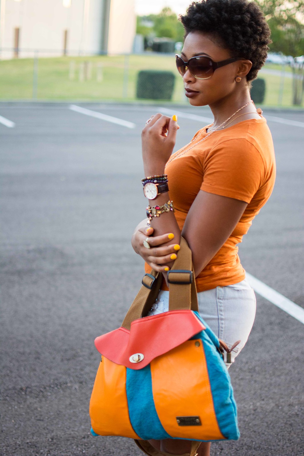 multicolored handbag, southern fashion blogger
