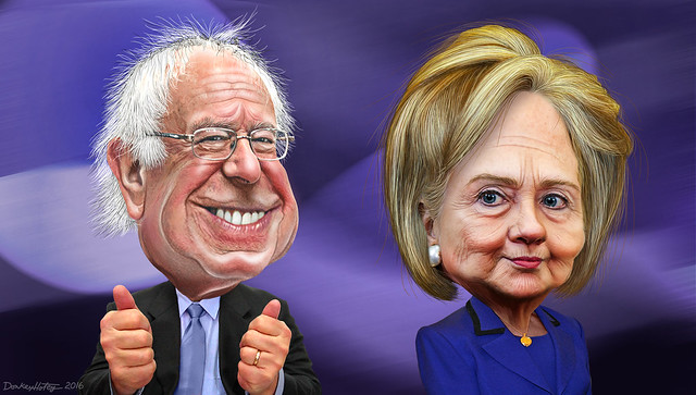 Bernie Sanders and Hillary Clinton - Caricatures