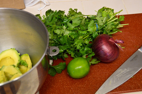 1/3 Bunch Chopped Cilantro, 1 Lime, Half Red Onion