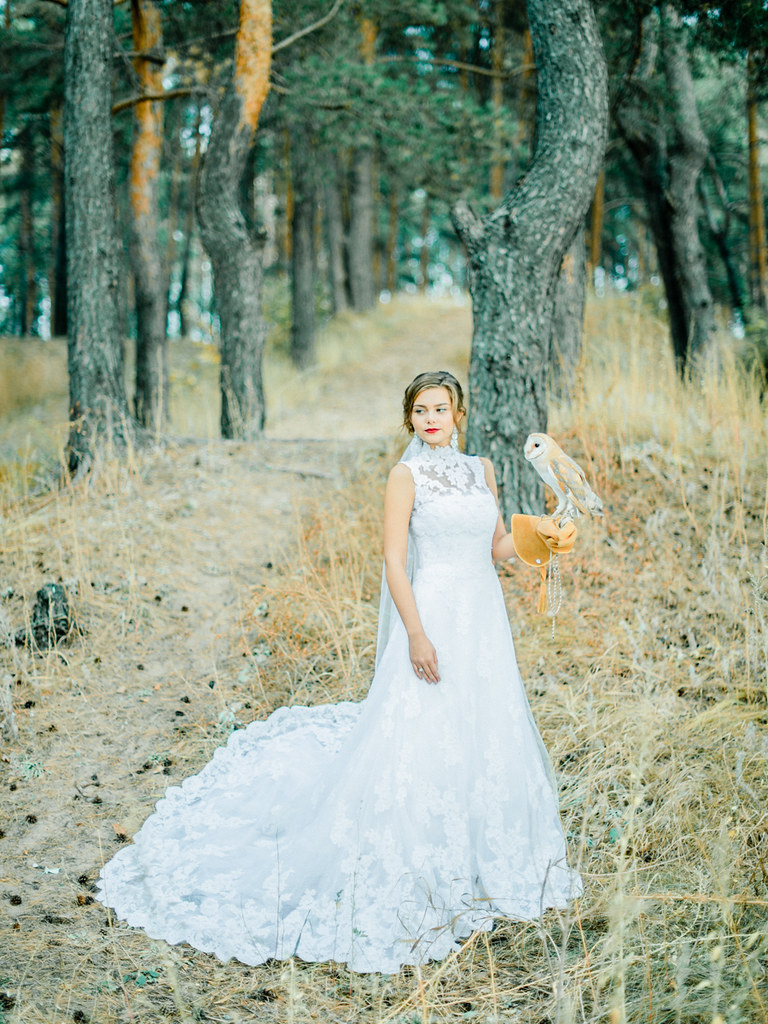 high neck wedding dress for woodland wedding , Marsala Wedding Inspiration | fabmood.com #marsala #woodland