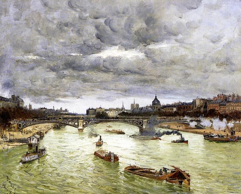 The Seine at Paris with the Pont du Carousel by Frank Myers Boggs - 1896