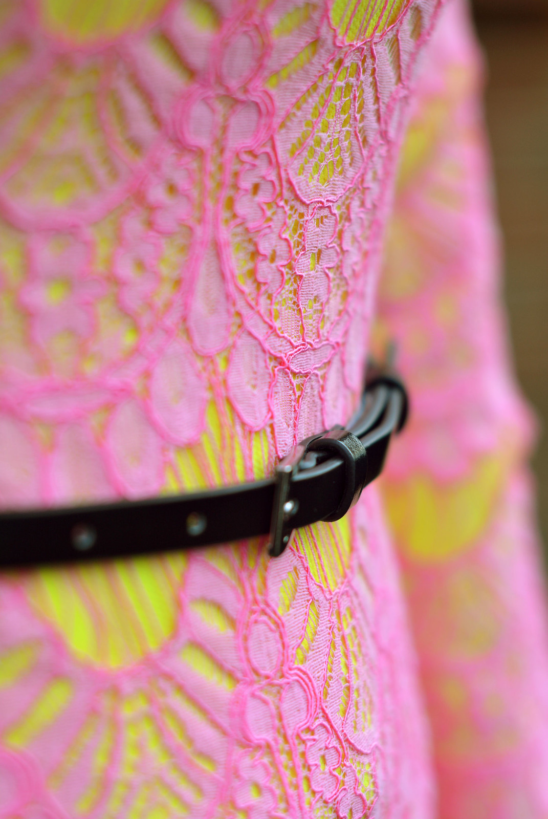 Not Dressed As Lamb | Pink and yellow lace French Connection dress