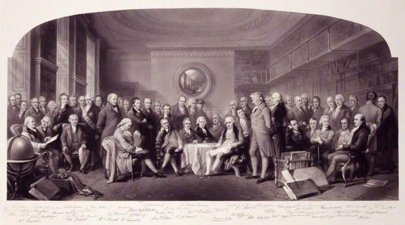  NPG 1075a; gravură după 'oamenii de știință care trăiesc în 1807-8'
