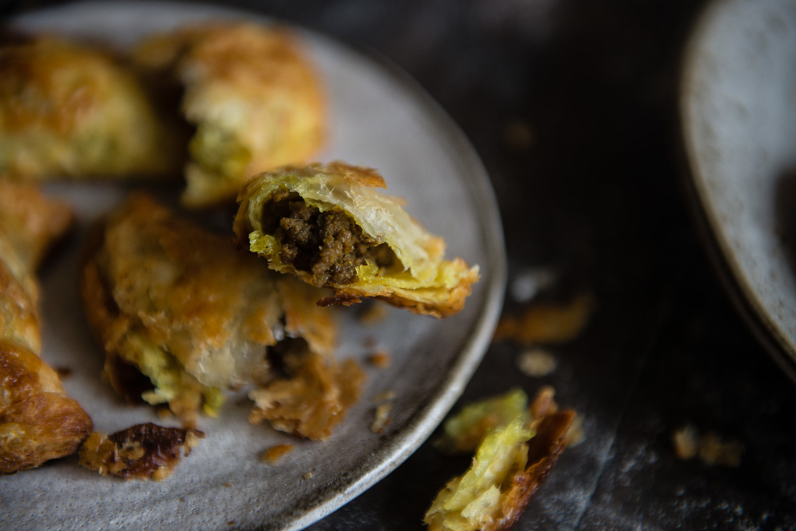 curry puffs | two red bowls