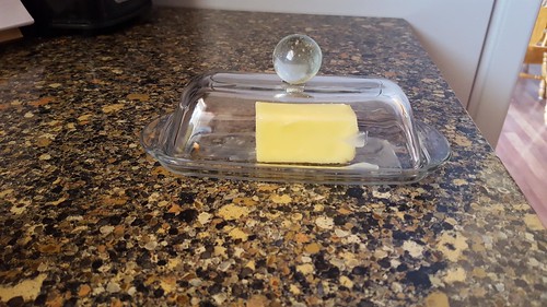 butter dish with "recycled" marble on top
