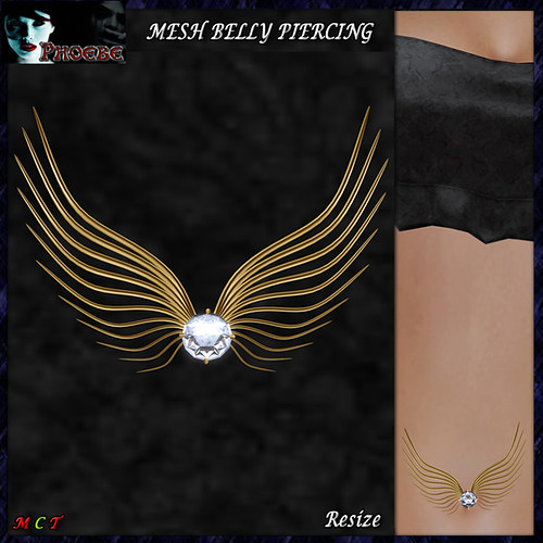 [$55L OFFER!] *P* MESH Angel Belly Piercing ~Gold~