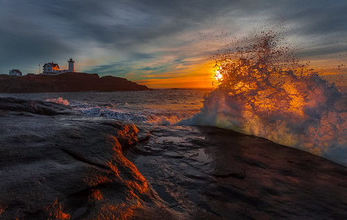 morning sea lighthouse seascape rock sunrise wave seashore
