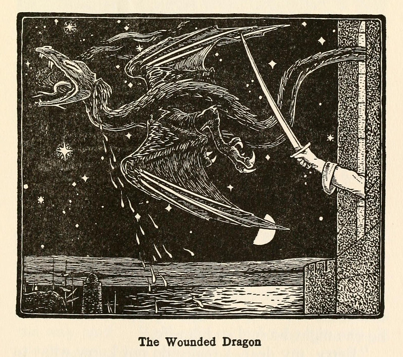 John D Batten - The Wounded Dragon, Illustration from "Europa's Fairy Book," 1916