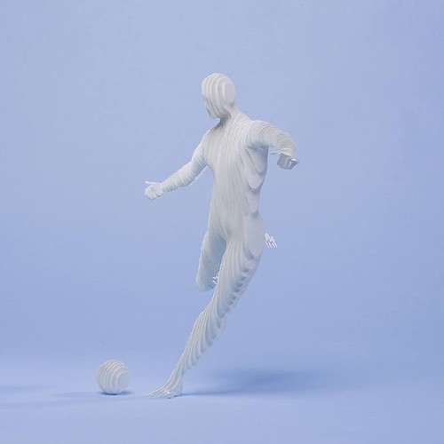 Paper Sculpture Football Player by Raya Sader Bujana