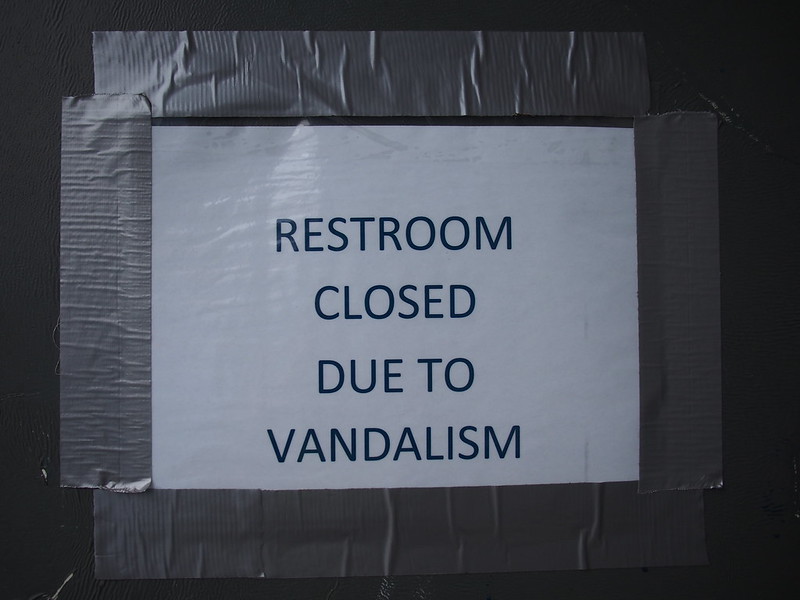 Restroom Closed due to "Vandalism": A lot of the park restrooms in King County are closed due to either vandalism or Winter.

As a friend said, &quot;Closing for the winter needs to not be a thing. People don't loose the need for restrooms just because its cold.&quot;