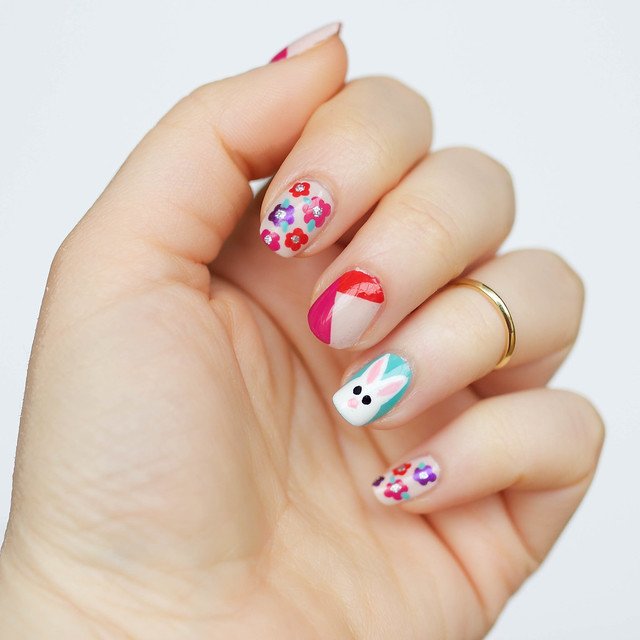 Fun Easter Manicure | Easter Bunny Flowers Nail Art  with Julep on Living After Midnite