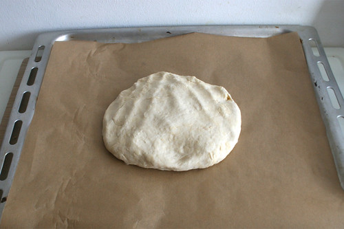 23 - Teig auf Backblech mit Backpapier legen / Put dough on baking tray with baking paper
