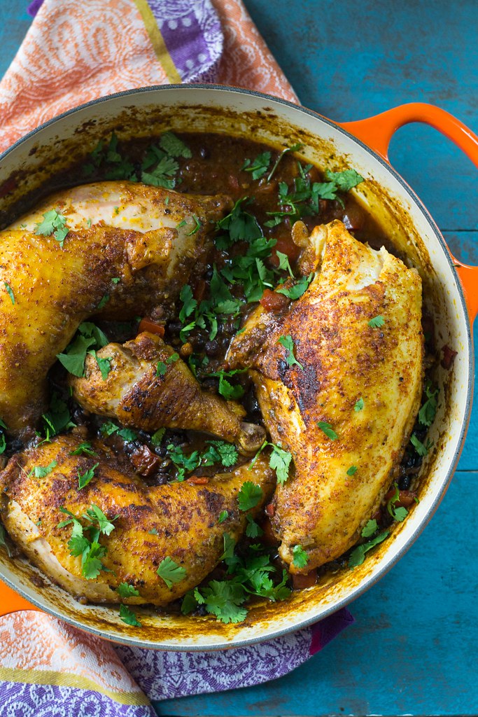 One Pot Sazon Chicken with Black Beans has strong Puerto Rican flavors of sazon and sofrito all braised and simmered together in one pot!