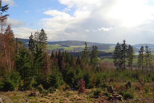 trees winter sky nature clouds forest germany landscape deutschland view hills valley