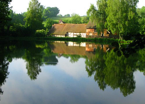 morning trees houses france gardens reflections spring berry walks centre barns lakes may villages pools cher mills ponds bbs colombage halftimberedbuildings nancray millponds chambresdhôtes paysfort millershouses