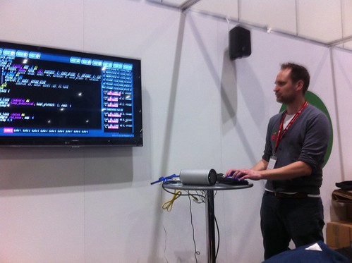 Sam Aaron performing music with live coding Sonic Pi