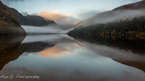 sky panorama mist lake mountains colour water clouds sunrise landscape sigma 24mm replections glendaloughwicklow canon5dmark3