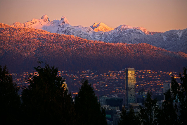 Snow Capped Mountain Peaks "The Lions" at Sunrise