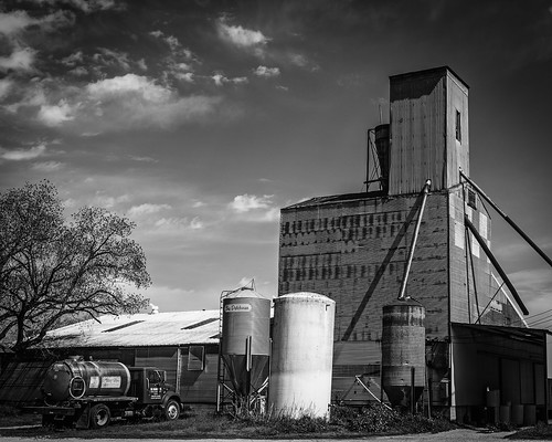 ranch blackandwhite bw building monochrome metal rural truck us blackwhite texas unitedstates farm rusty silos feed agriculture siding corrugated waller haney feedfarmsupply feedsupply