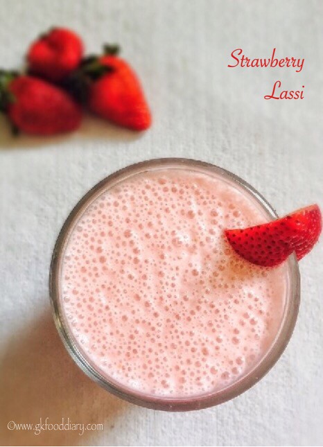Strawberry Lassi Recipe for Babies, Toddlers and Kids5