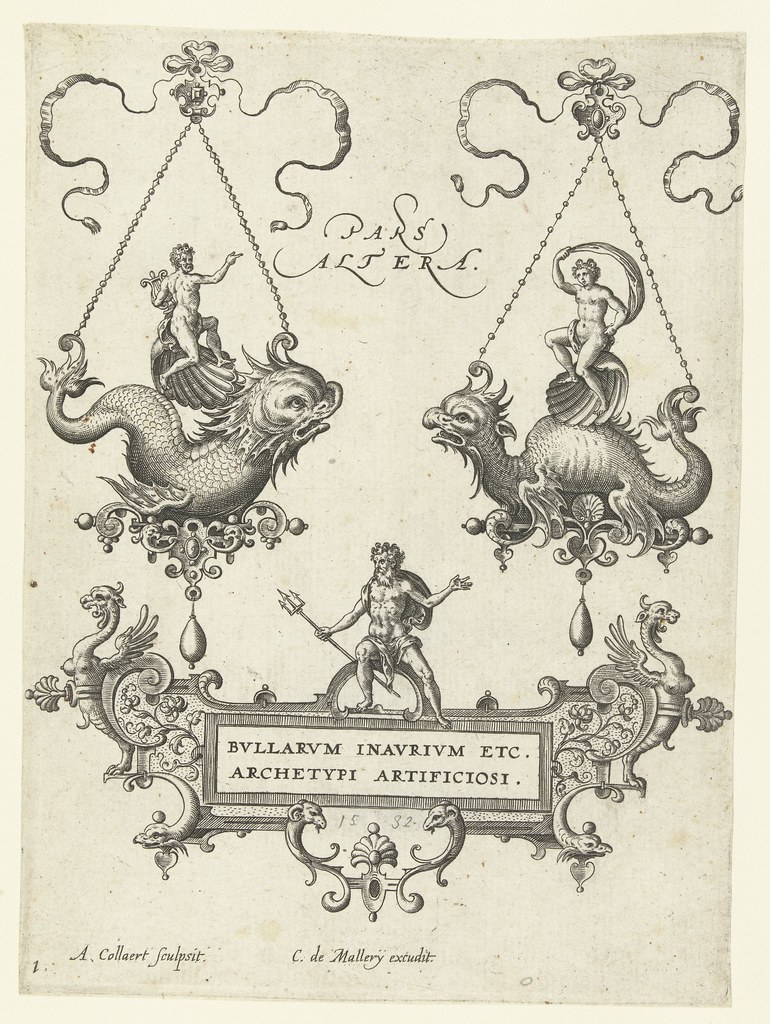 Title page of a series of pendants - Adriaen Collaert and Hans Collaert (I) attributed as printmakers, published by Philips Galle, 1582