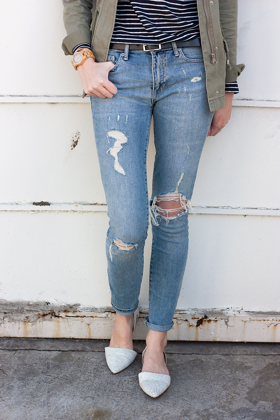 Distressed Skinny Jeans, Madewell Flats