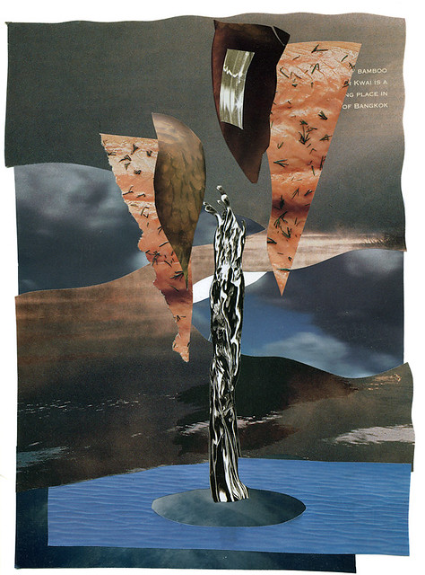 Spawning salmon collage from magazine images
