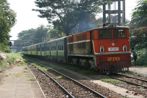 Myanmar Railways DF1213 in Shan Road Station, Yangon, Myanmar /Dec 27, 2015