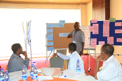 Ed Rege (PICO Eastern Africa) facilitating a session at the innovation platform meeting (photo credit: A. Habtamu/ILRI)