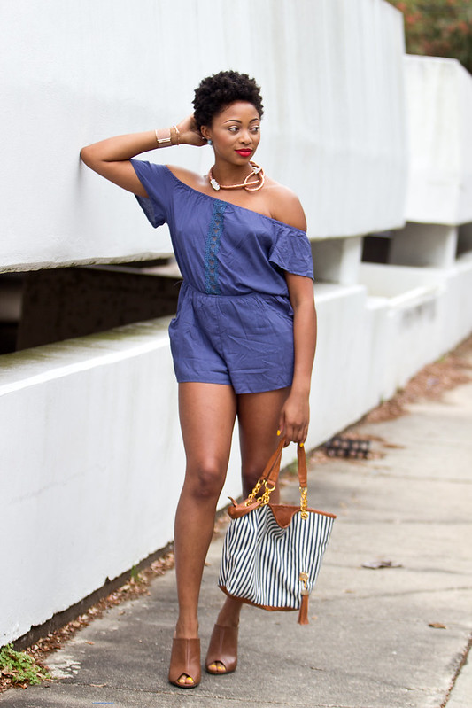 how to wear an off the shoulder romper