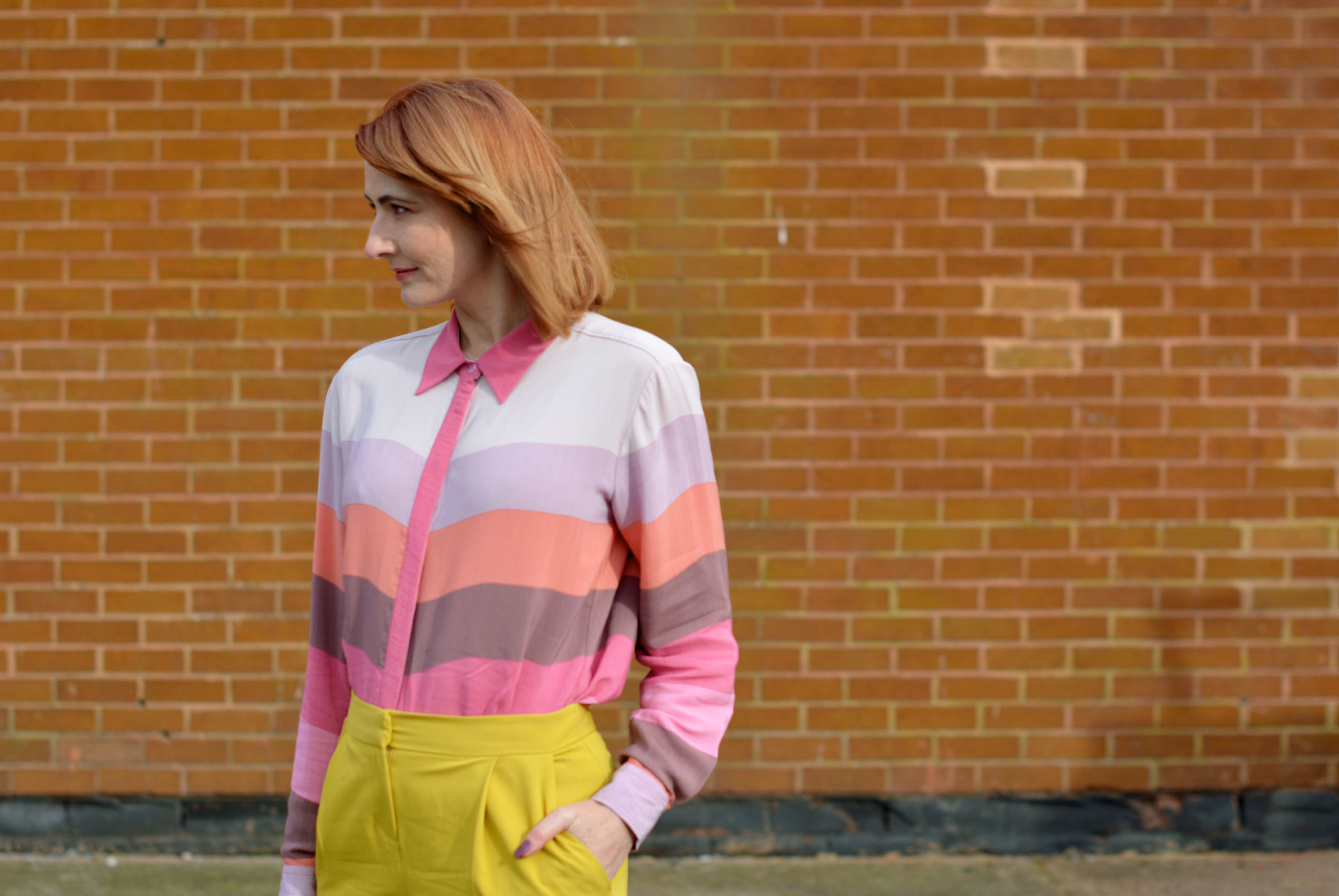 SS16 pastel bright stripes, mustard yellow trousers | Not Dressed As Lamb