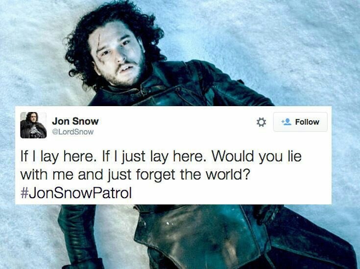 Jon Snow Scenes + Snow Patrol Lyrics = JonSnowPatrol