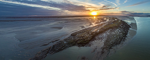 sunrise hilbre island wirral dee morning tide drone dji