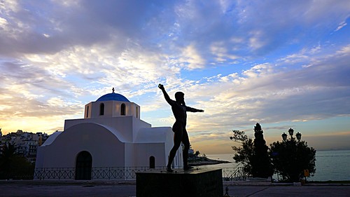 churches sky outdoor greece statues colors sunrise clouds pireaus hellas