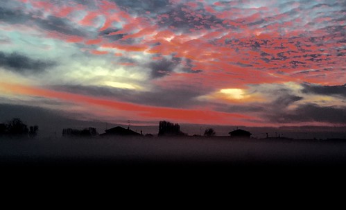 sunset colors fog