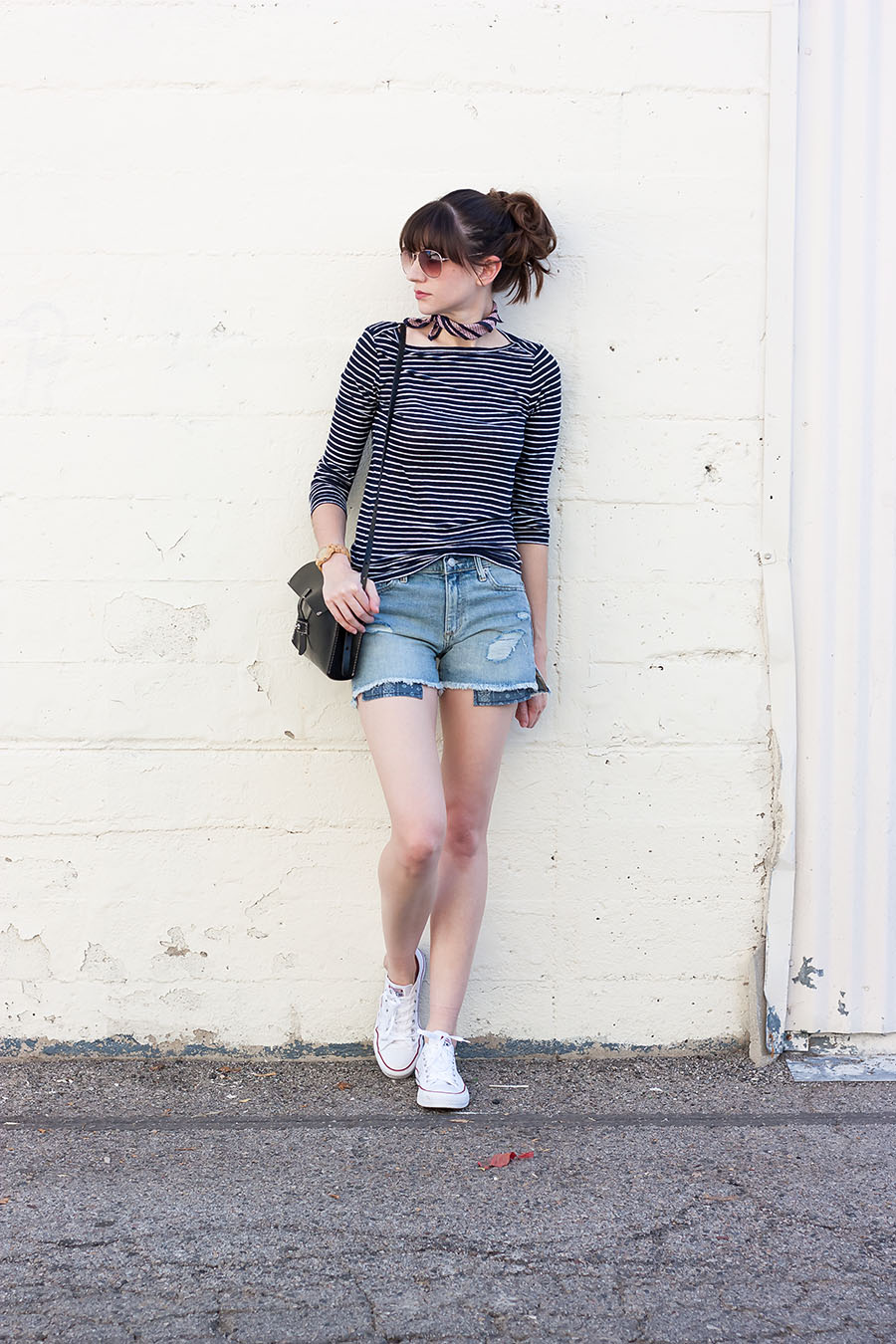 Summer Denim Shorts, Striped Linen Shirt