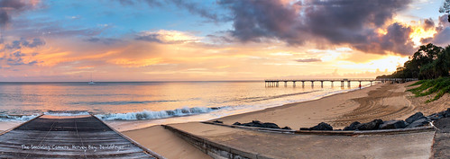 morning art beach sunrise fuji image pano australia panoramic queensland herveybay xe1 cloudsstormssunsetssunrises