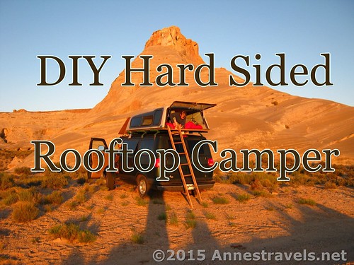 How to make a hard sided rooftop camper from every-day (or easily available) materials. The picture is somewhere north of Lake Powell Dam and south of Skylight Arch in Utah.