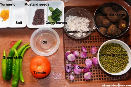 Ingredients for sirukizhangu kootu