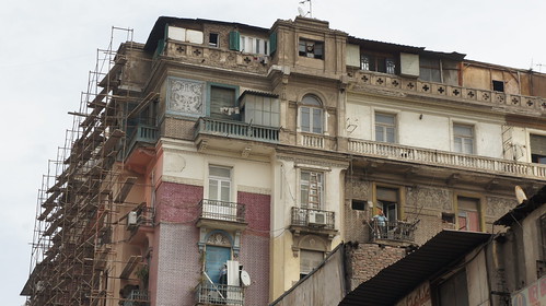 A building under restoration in Downtown Cairo