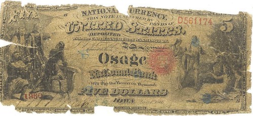 Osage IA Five Dollar note