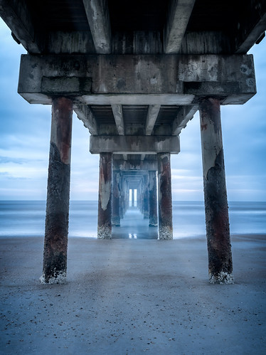 ocean blue light beach st sunrise concrete pier rust florida cloudy dream augustine