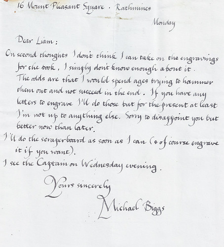 Biggs letter to Liam Miller