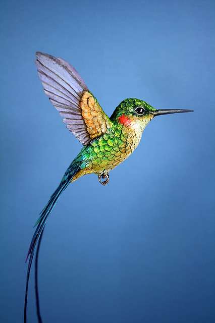 Paper Sculpture Long Tailed Hummingbird