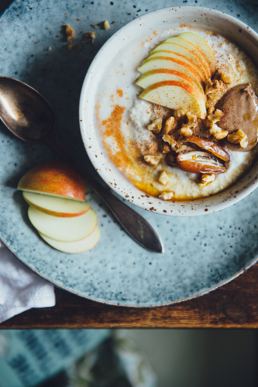 Buckwheat Porridge with Apple, Tahini & Dates | Cashew Kitchen