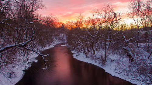 sunset red snow storm water weather clouds creek canon fire stream jonas blizzard hdr chartiers 60d