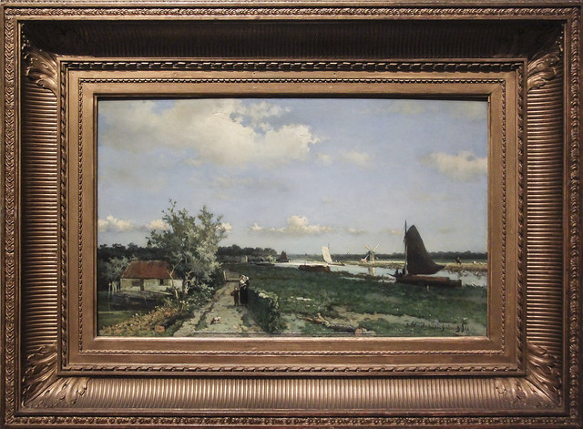 The Trekvliet Shipping Canal near Rijswijk, known as the "View near the Geest Bridge", Jhon Hendrik Weissenbruch, 1868