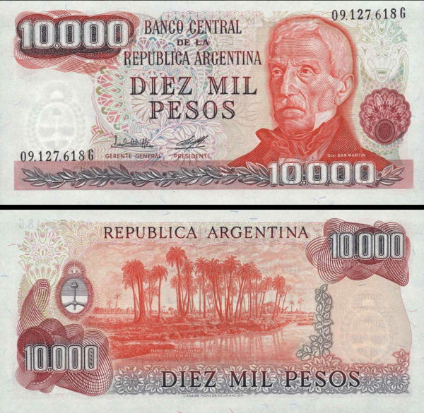 10 000 Pesos Argentína 1976, P306b UNC