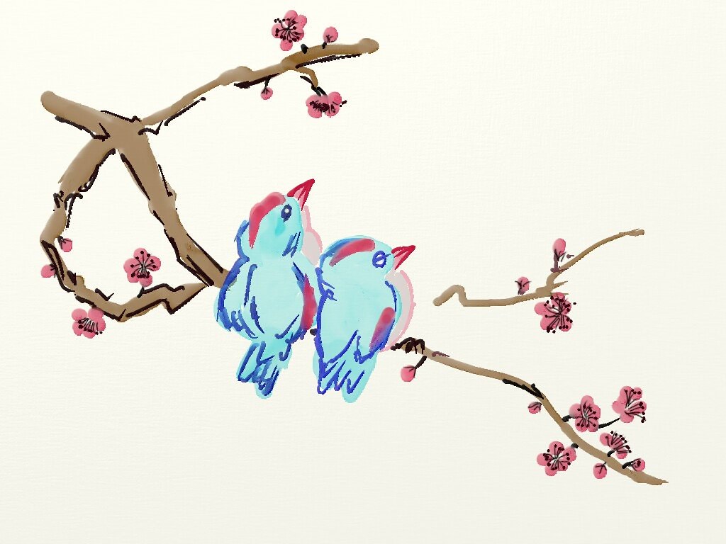 Bird with plum blossom