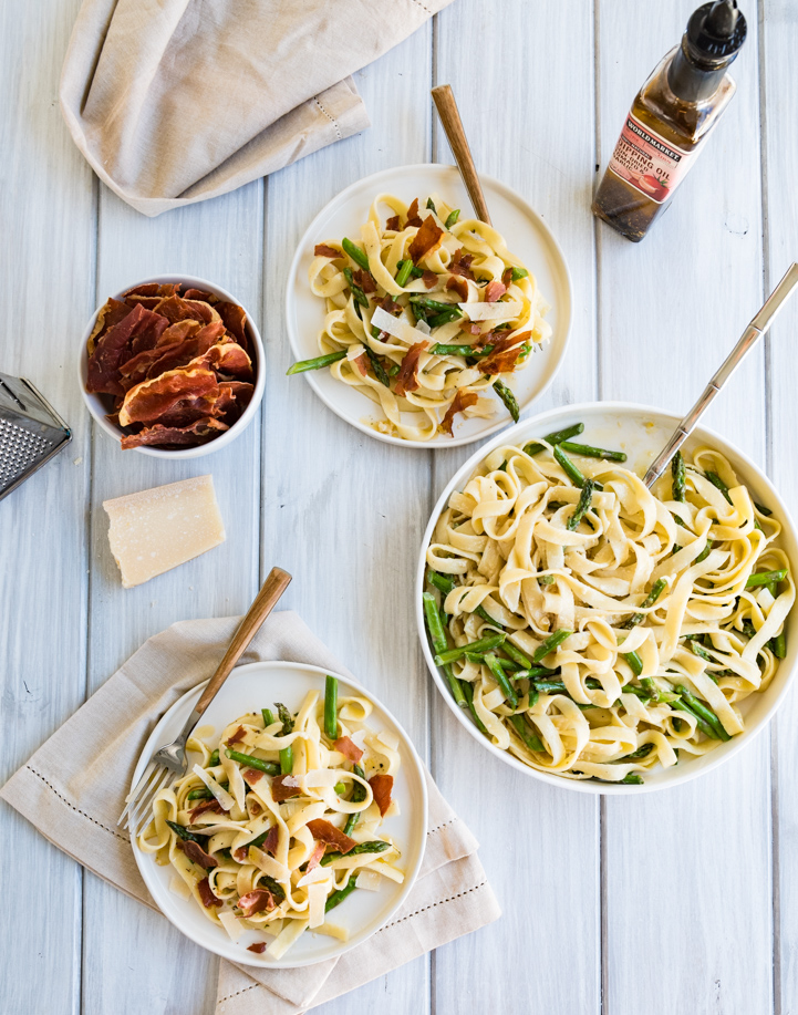 Creamy Preserved Lemon Pasta with Asparagus and Crispy Prosciutto www.pineappleandcoconut.com #ad #WorldMarket #Easter